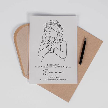 Kartka A4 PAMI�TKA PIERWSZEJ KOMUNII �WI�TEJ kartka komunijna prezent na komuni� dla dziewczynki