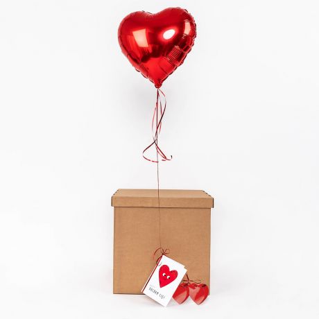 Kartka + balon w pudeku PREZENT NA WALENTYNKI NA ODLEGO