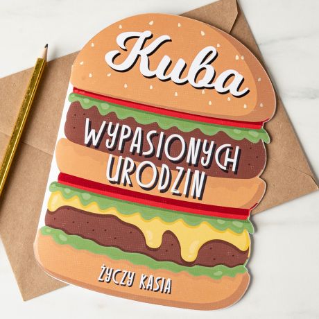 Kartka burger WYPASIONYCH URODZIN mieszny upominek dla niego