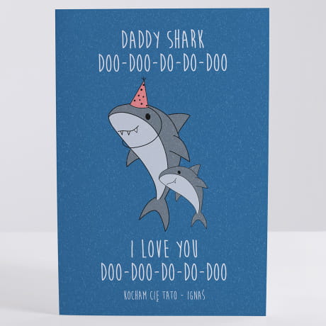 Kartka dla taty od dziecka DADDY SHARK prezent dla taty