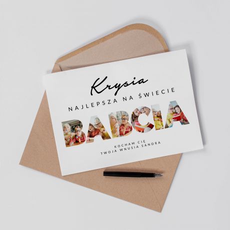 Kartka DLA BABCI ze zdj�ciami - A4 personalizowana kartka dla babci kartka na Dzie� Babci upominek dla babci