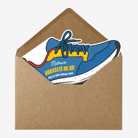 Personalizowana kartka dla biegacza BUT prezent dla biegacza kartka dla sportowca