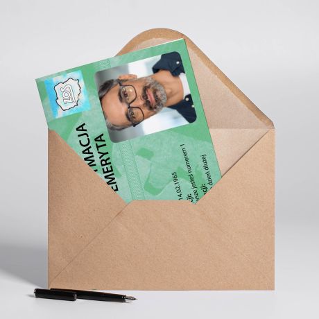 Personalizowana kartka dla emeryta LEGITYMACJA - A4