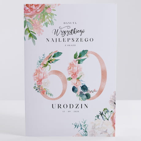 Personalizowana KARTKA NA 60 URODZINY dla kobiety upominek na 60 urodziny prezent na 60 urodziny dla kobiety