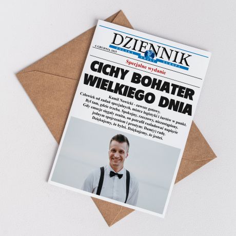 Kartka dla �wiadka DZIENNIK ze zdj�ciem podzi�kowanie dla �wiadka prezent dla �wiadka kartka z podzi�kowaniami