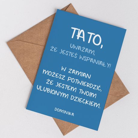 Personalizowana kartka dla taty JESTE WSPANIAY kartka na dzie taty kartka na dzie ojca upominek na dzie taty