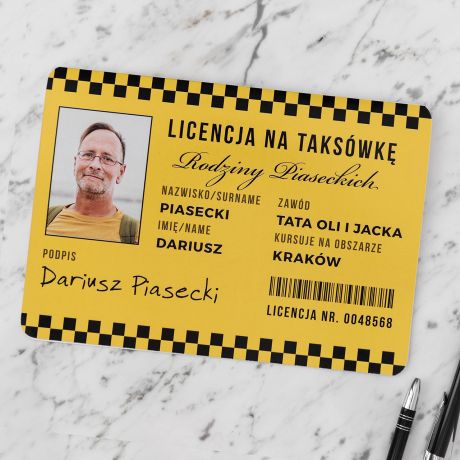 mieszna kartka LICENCJA NA TAKSWK prezent od dzieci dla taty