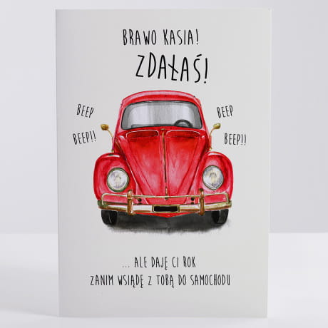 Kartka gratulacje z okazji zdania prawa jazdy BRAWO!