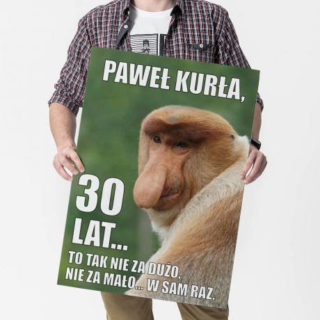 Kartka na 30 z nosaczem XXL PREZENT NA 30 DLA NIEGO