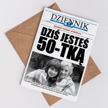 Kartka na 50 urodziny DZIENNIK ze zdjciem