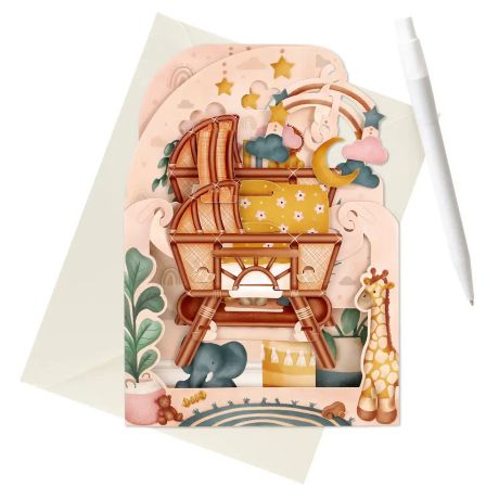 Kartka na narodziny dziewczynki Swing Card kartka 3d kartka na narodziny dziewczynki prezent na narodziny dziecka