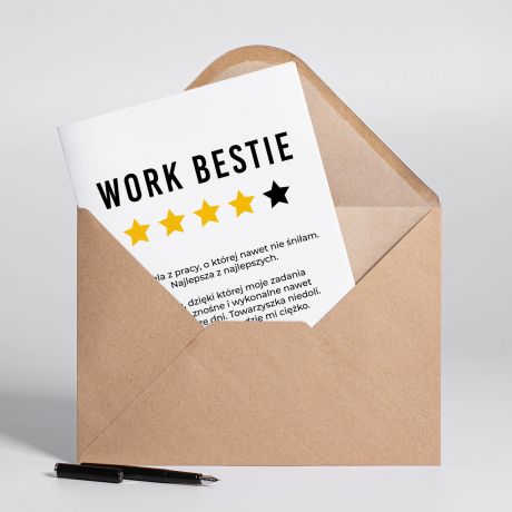 Kartka na odejcie z pracy A4 WORK BESTIE upominek na odejcie z pracy prezent na poegnanie koleanki