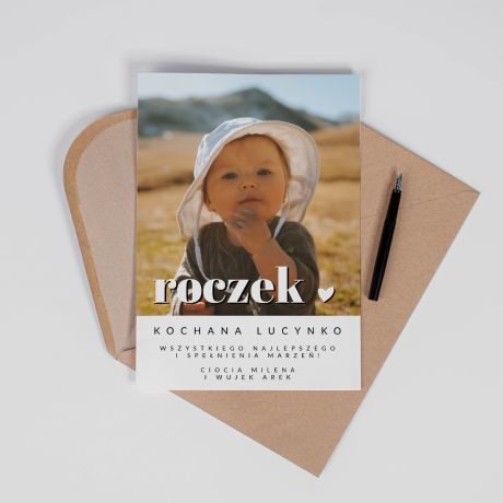 Kartka na pierwsze urodziny ze zdjciem A4 personalizowany prezent na roczek dla chopca dla dziewczynki