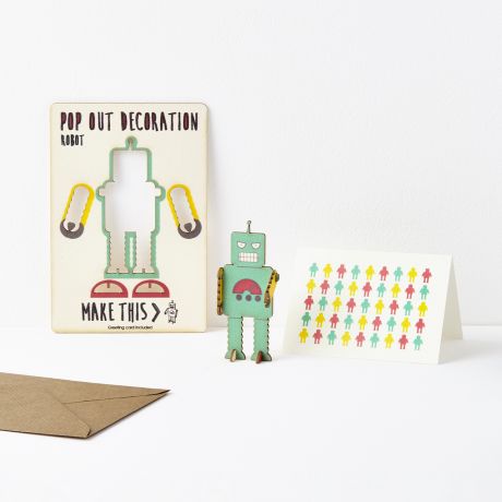 Kartka dla dziecka na urodziny ROBOT z upominkiem