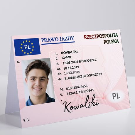 Kartka PRAWO JAZDY gratulacje za zdanie prawa jazdy