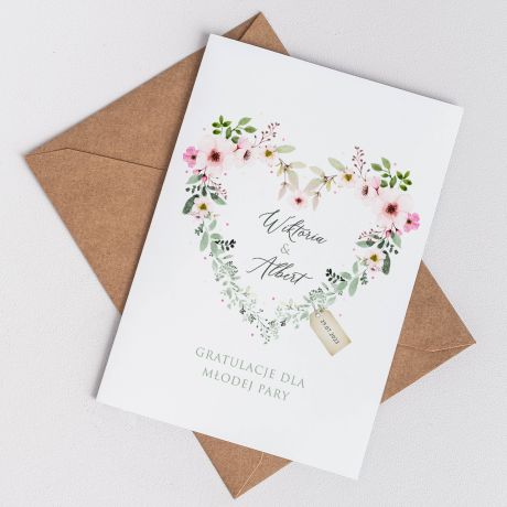 Kartka na lub personalizowana KWIECISTE SERCE