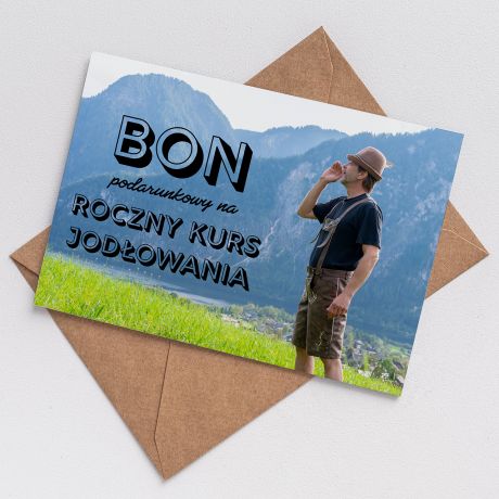 Personalizowana kartka MIESZNY BON PODARUNKOWY na prezent bon prezentowy kartka na prezent prezent dla piewaka