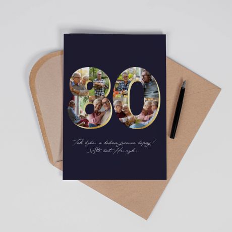 Kartka A4 KOLAŻ ZDJĘĆ upominek na 80 urodziny