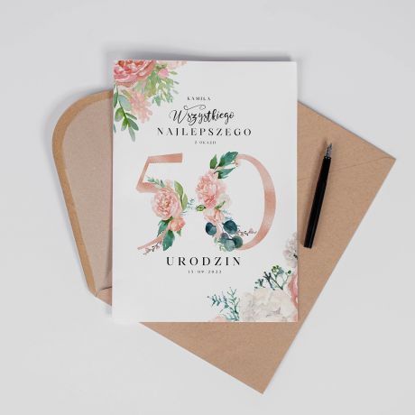Kartka A4 z okazji 50 urodzin dla kobiety