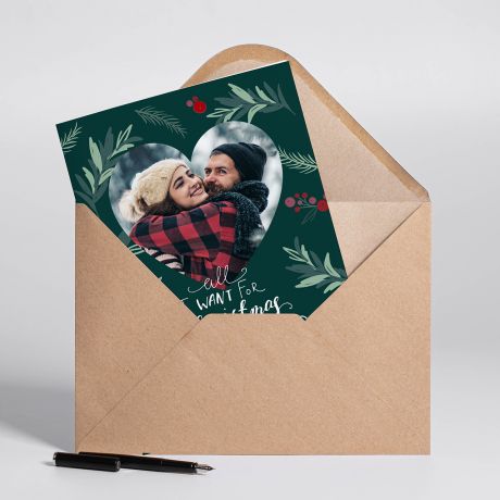 Personalizowana kartka witeczna ze zdjciem ALL I WANT FOR CHRISTMAS - A4 upominek witeczny kartka na wita