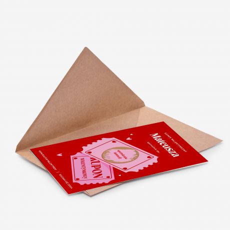 Personalizowana kartka zdrapka KUPON WALENTYNKOWY walentynki kartka upominek walentynkowy