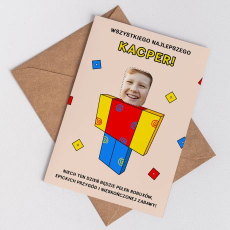 Urodzinowa kartka ze zdjciem DLA GRACZA kartka dla dziecka upominek dla dziecka