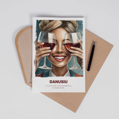 mieszna kartka urodzinowa dla niej MOCNE SZKA A4 personalizowana kartka kartka dla dziewczyny upominek dla niej