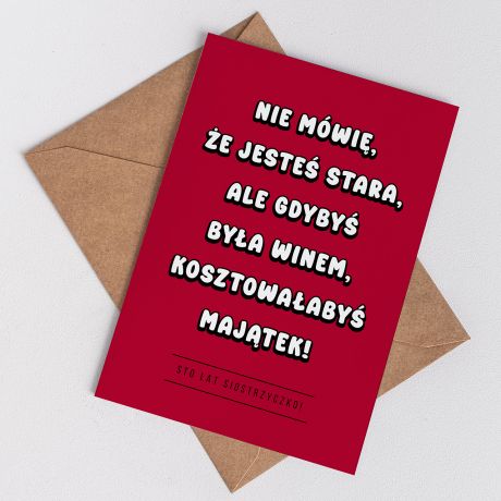 mieszna kartka urodzinowa DLA SIOSTRY kartka na urodziny dla siostry upominek dla siostry