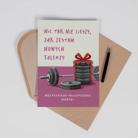 Kartka urodzinowa dla sportsmenki TALERZE - A4