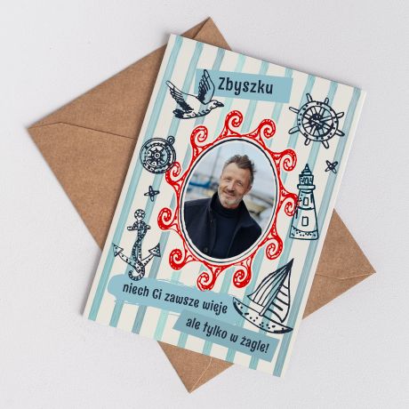 Kartka urodzinowa DLA �EGLARZA ze zdj�ciem kartka na urodziny prezent dla �eglarza upominek na urodziny