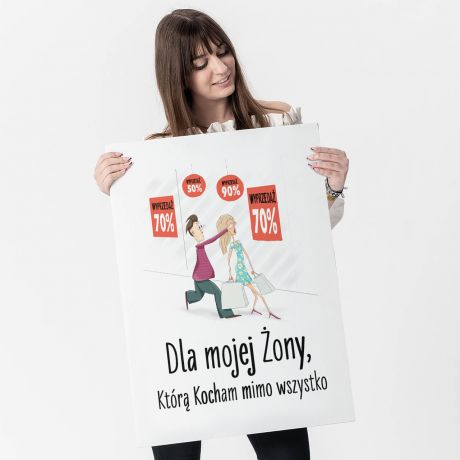 Kartka urodzinowa dla �ony ZAKUPOHOLICZKA kartka XXL prezent dla �ony prezent na urodziny dla �ony