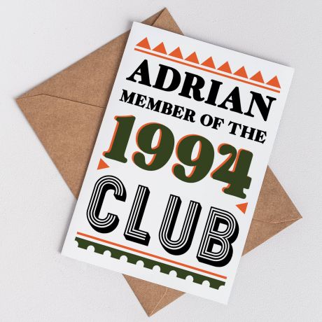 Personalizowana kartka urodzinowa MEMBER OF THE CLUB mskie kartki urodzinowe dla faceta kartka na 30 urodziny