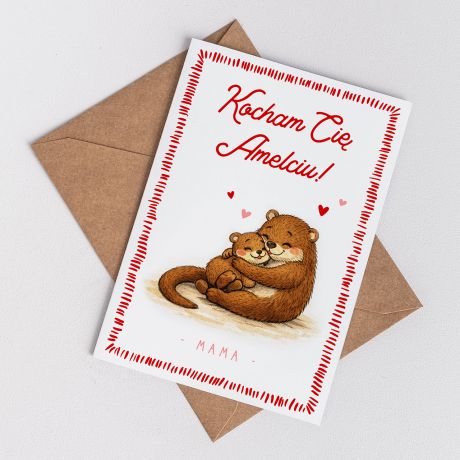 Kartka walentynkowa dla dziecka WYDERKI kartka na walentynki dla dziecka upominek dla dziecka