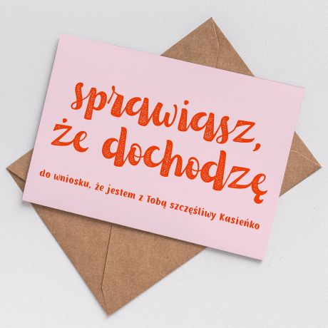 Kartka walentynkowa mieszna DOCHODZ upominek na walentynki kartka na walentynki walentynkowa kartka