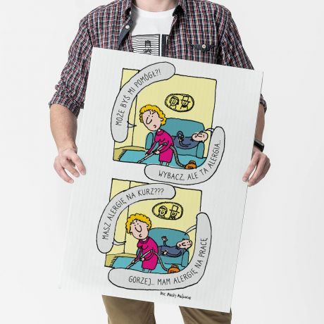 Kartka XXL ALERGIA NA PRACE prezent dla lenia �mieszna kartka kartka personalizowana kartka z napisem
