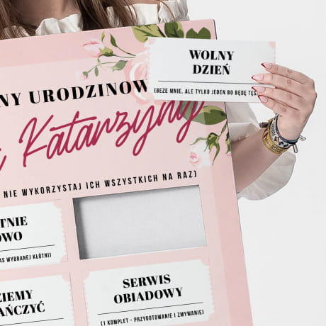 Kartka XXL KUPONY dla ony na urodziny