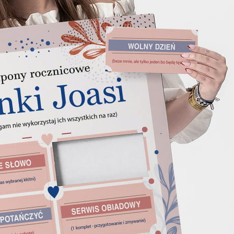 Dua kartka XXL KUPONY dla ony na rocznic