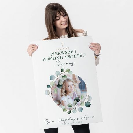 Kartka XXL PAMI�TKA PIERWSZEJ KOMUNII �WI�TEJ ze zdj�ciem