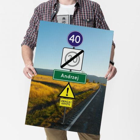 Kartka XXL PREZENT NA 40 URODZINY znaki