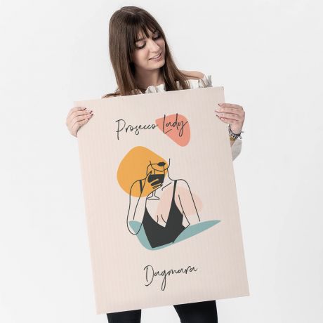 Kartka XXL PROSECCO LADY kartka na urodziny kole�anki prezent na urodziny dla kole�anki personalizowana kartka
