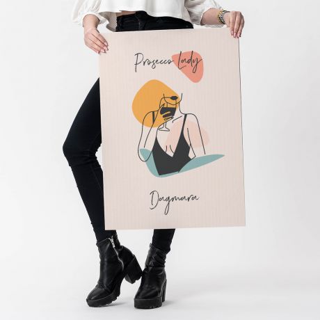 Kartka XXL PROSECCO LADY kartka na urodziny kole�anki prezent na urodziny dla kole�anki personalizowana kartka