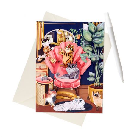 Kartka z kotami KOCI ODPOCZYNEK kartka 3D kartka prezentowa kartka okoliczno�ciowa drobny prezent