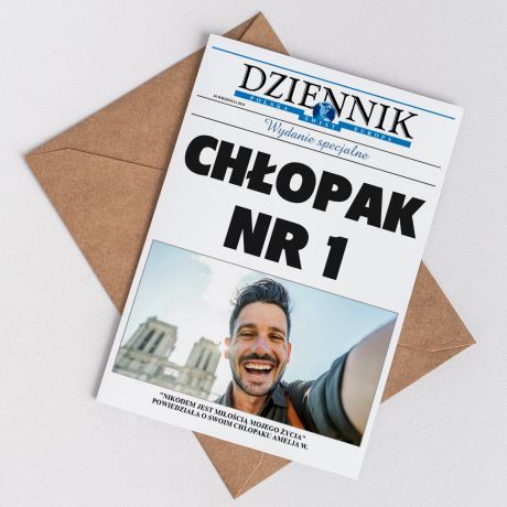 Personalizowana kartka na dzie chopaka CHOPAK NR 1 prezent na dzie chopaka prezent dla chopaka