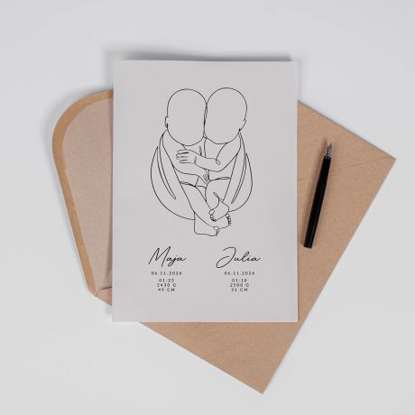 Kartka z okazji NARODZIN BLI�NI�T A4 prezent dla bli�ni�t personalizowana kartka