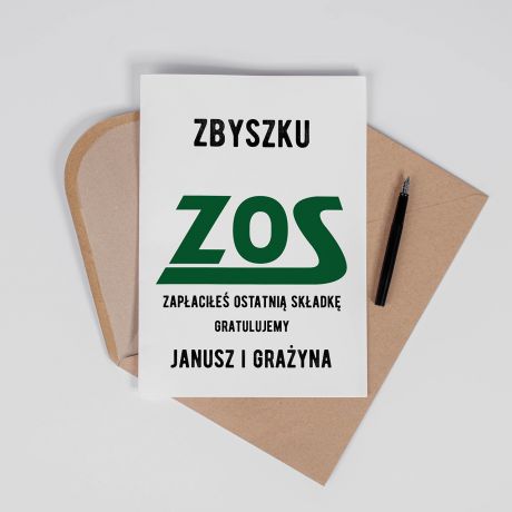 Kartka z okazji przej�cia na emerytur� ZOS - A4 kartka na emerytur� upominek na emerytur�