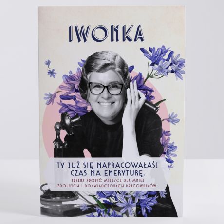 Kartka dla emerytki ze zdjciem CZAS NA EMERYTUR