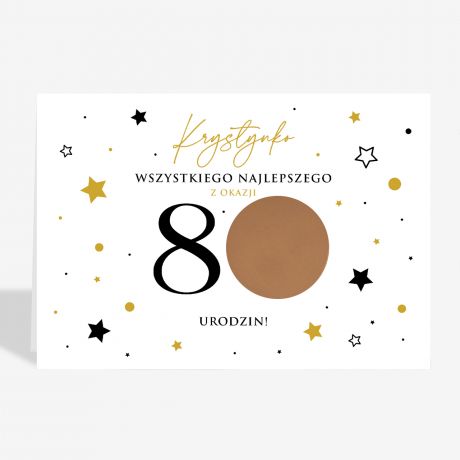 Kartka zdrapka NA 80 URODZINY personalizowana prezent na 80 urodziny upominek na 80 urodziny