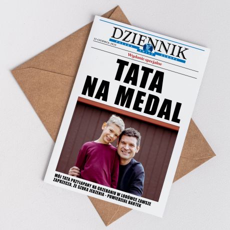 Kartka ze zdjciem z okazji Dnia Ojca TATA NA MEDAL upominek na dzie ojca personalizowana kartka