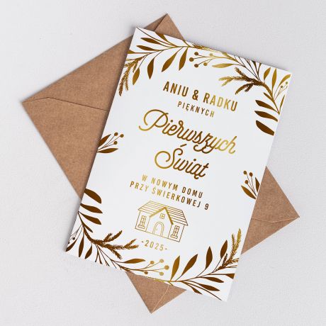 Kartka ze zoceniem PIERWSZE WITA W NOWYM DOMU upominek witeczny upominek na wita upominek do nowego domu