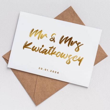 Personalizowana kartka na lub ze zoceniem MR & MRS